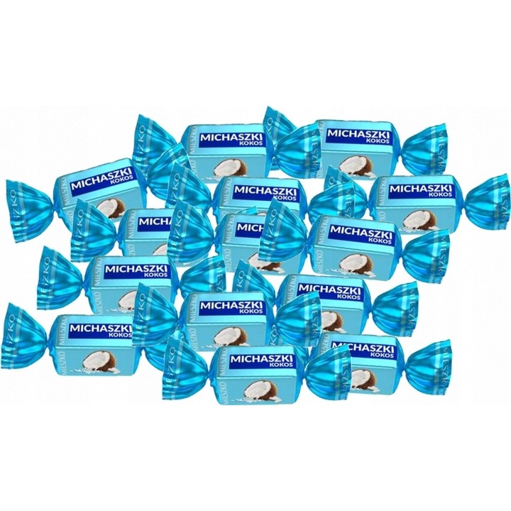 Šokolādes konfektes ar kokosriekstu skaidiņām Michaszki, sveramas, Mieszko