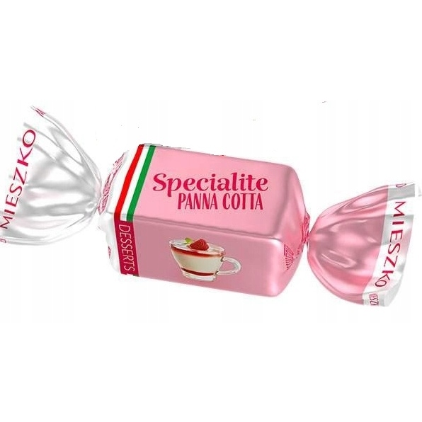 Šokolādes konfektes ar Panna Cotta deserta garšu, sveramas, Mieszko