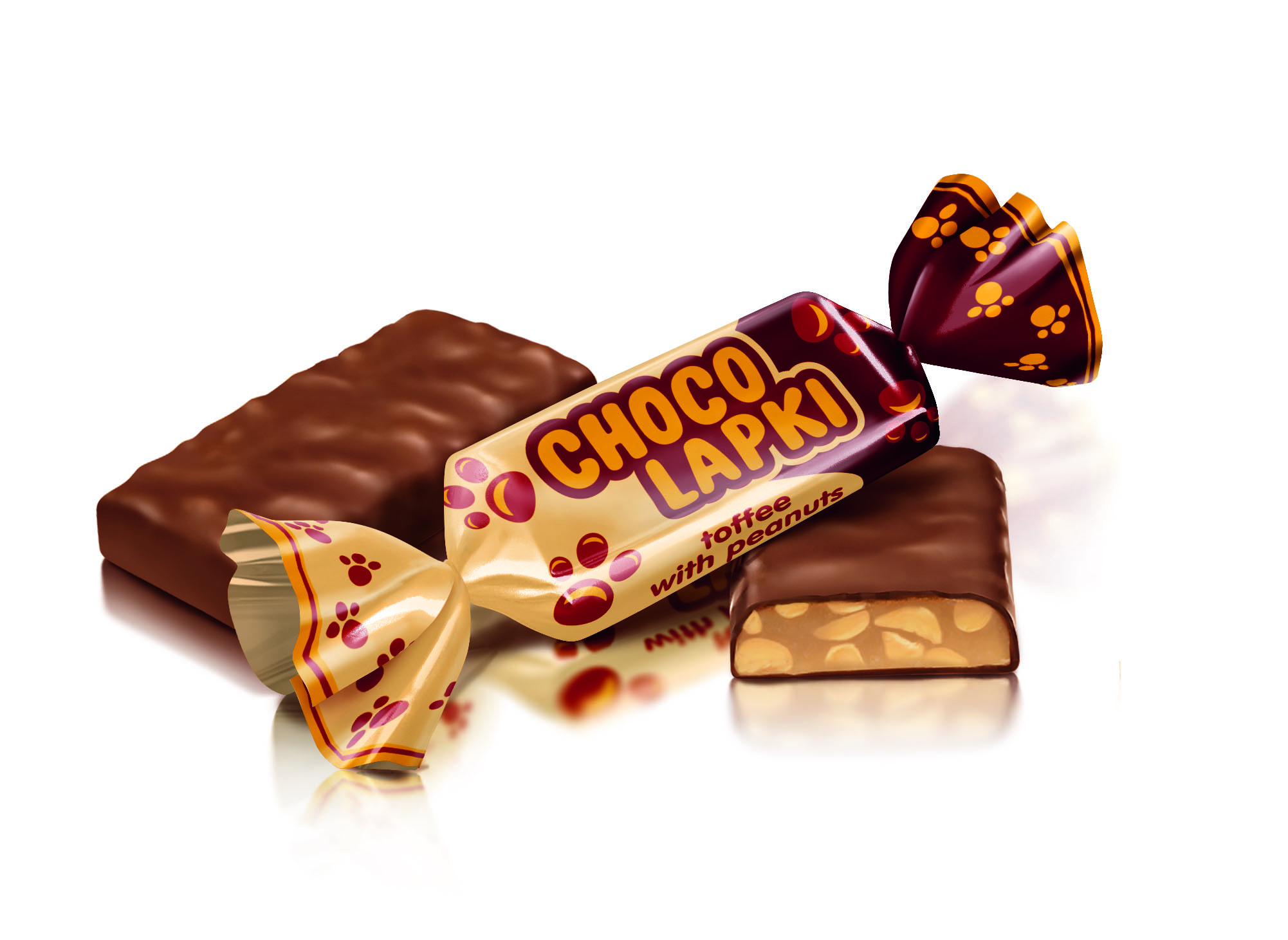 Šokolādes konfektes Choco Lapki, sveramas, Roshen