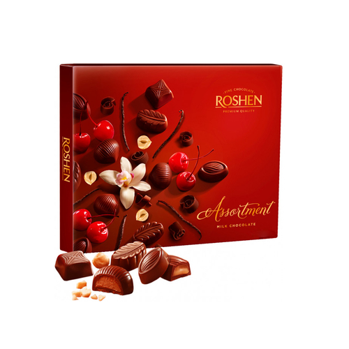 Šokolādes (piena) konfekšu asorti ar pildījumu 145g, Roshen