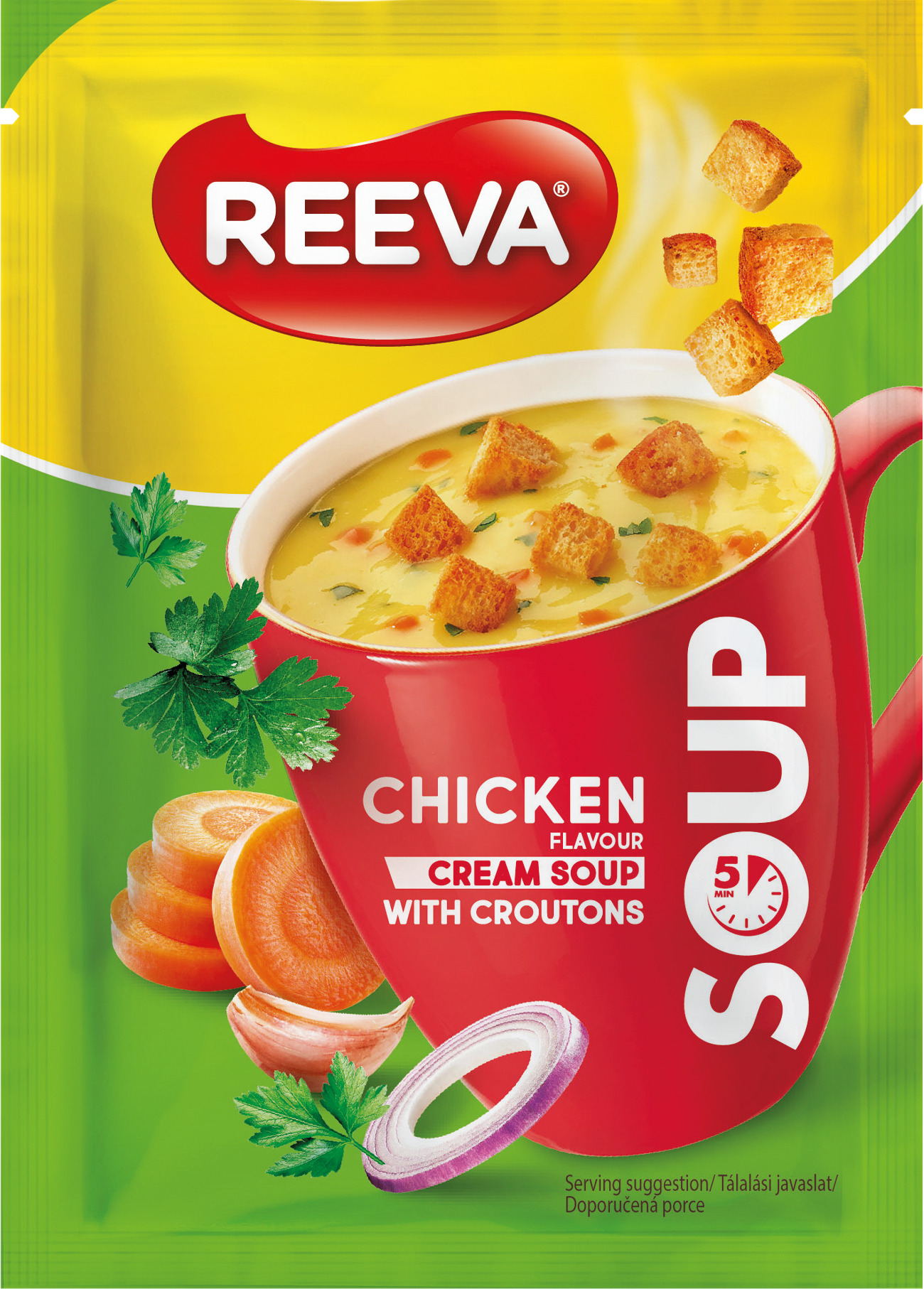 soup with chicken flavour and croutons 17g, Reeva