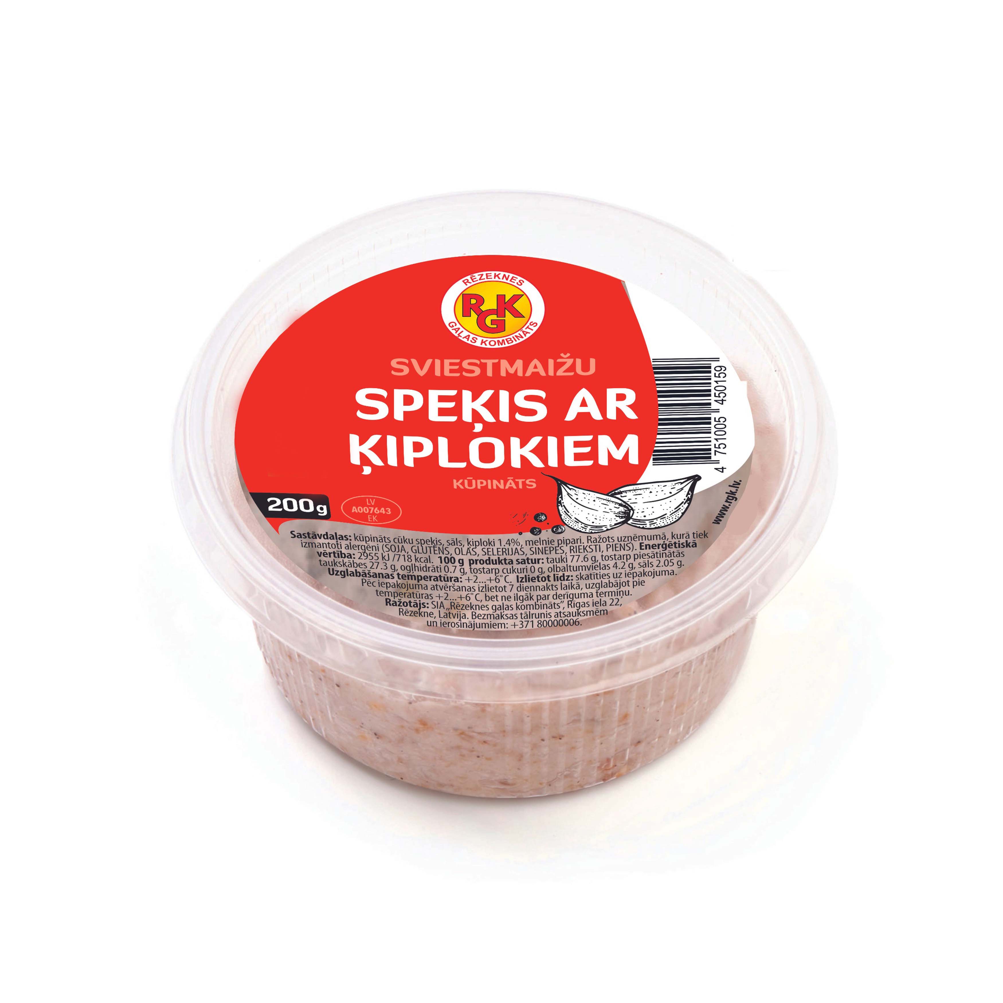 Speķis kūpināts Sviestmaižu ar ķiplokiem 200g, RGK
