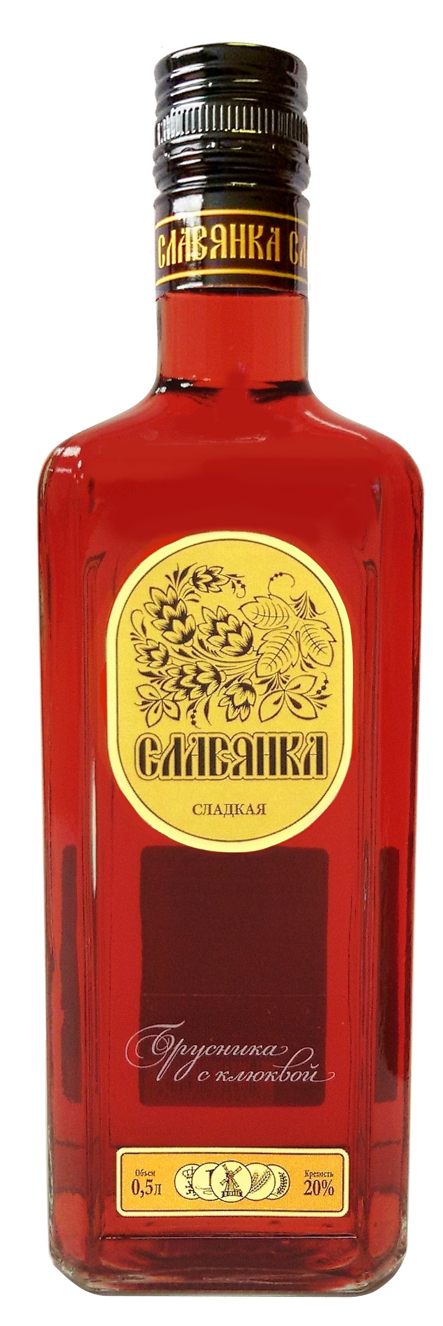 St. alk. dzēr. Slavjanka Saldā brūklene/ dzērvene 20% 0.5l