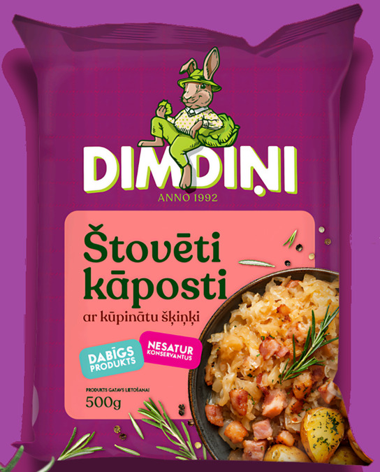 Štovēti kāposti ar kūpinātu šķiņķi 500g, Dimdiņi