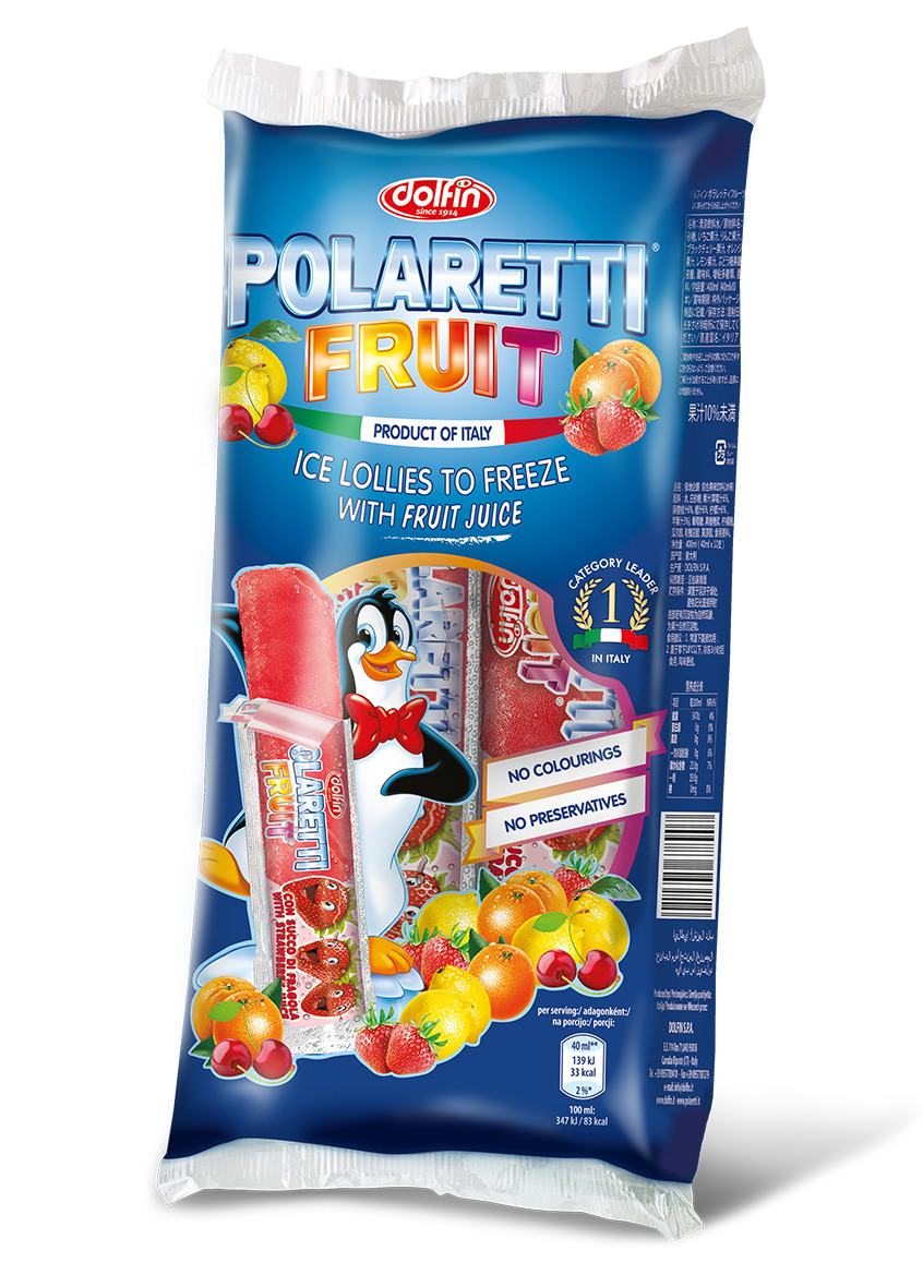 Sulas saldējums Fruit zem., ķiršu, apels., citr. 10x40ml, Dolfin Polaretti