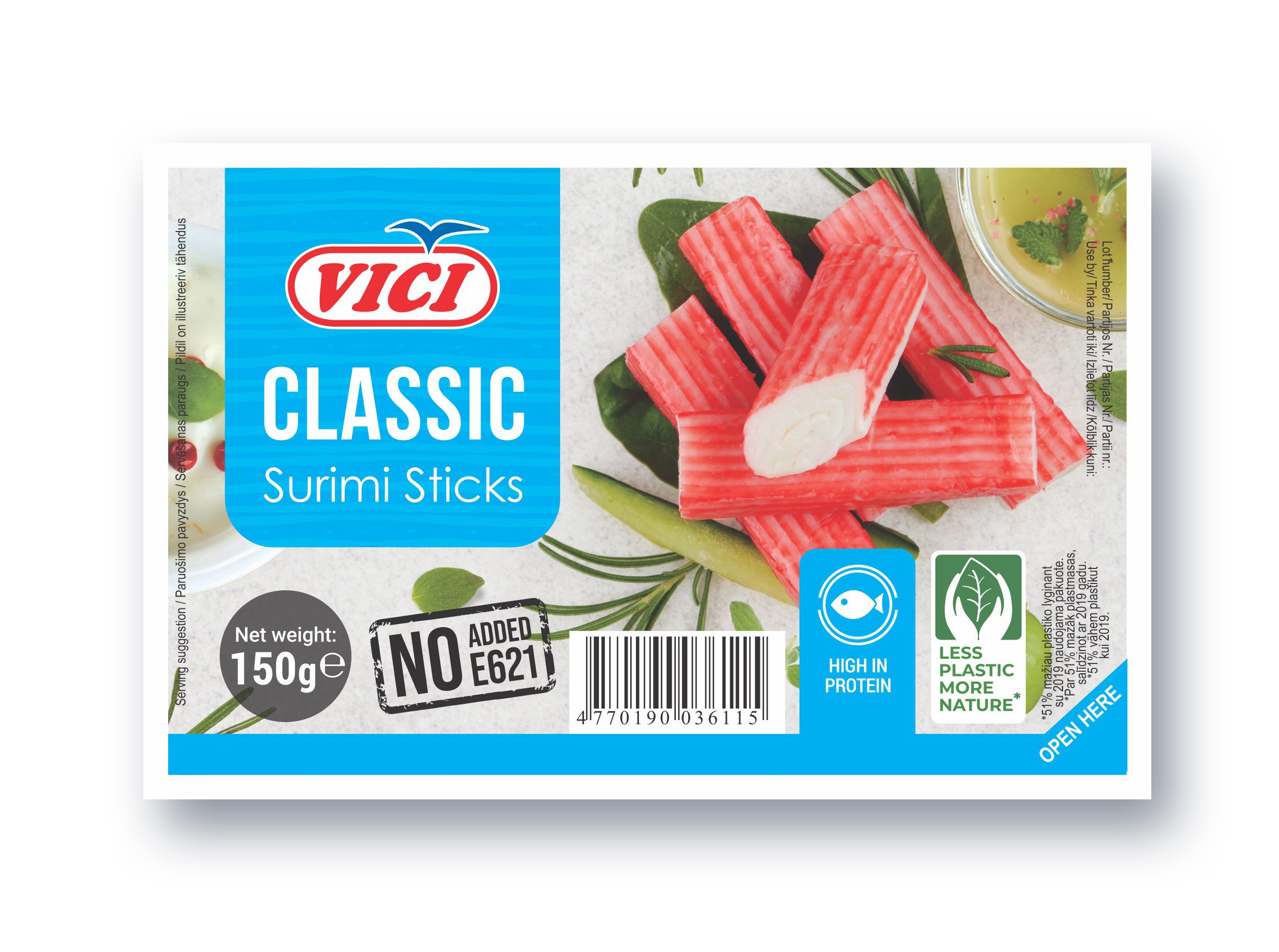 Surimi nūjiņas dzesētas Classic 150g, Viči