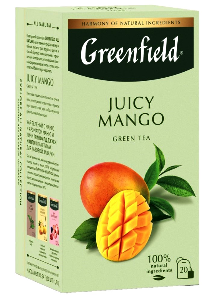 Tēja zaļā Juicy Mango 20x1.7g, Greenfield