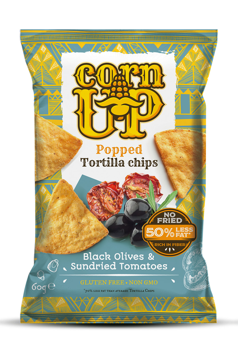 Tortiljas cipsi ar melno olivu un saule kaltetu tomatu garu 60g