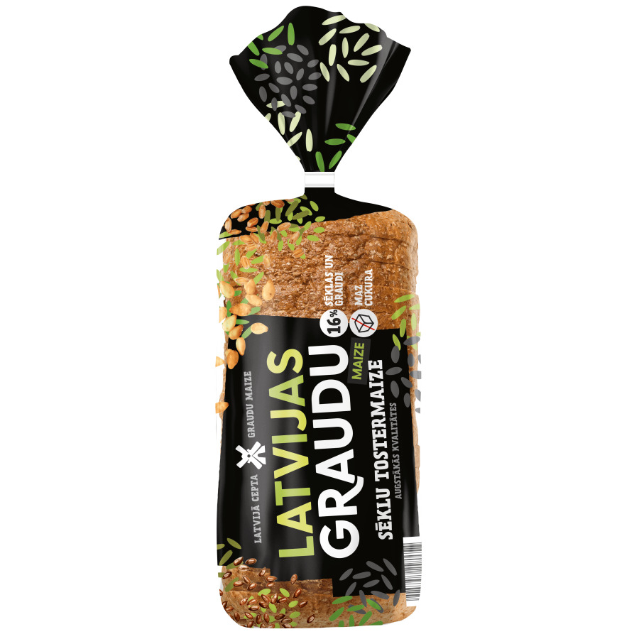 Tostermaize sēklu Latvijas graudu maize 450g, Latvijas Maiznieks