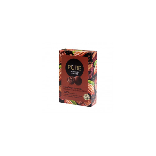 Tumšās šokolādes trifeles ar šokolādes braunija krēma pild. 148g, Pure