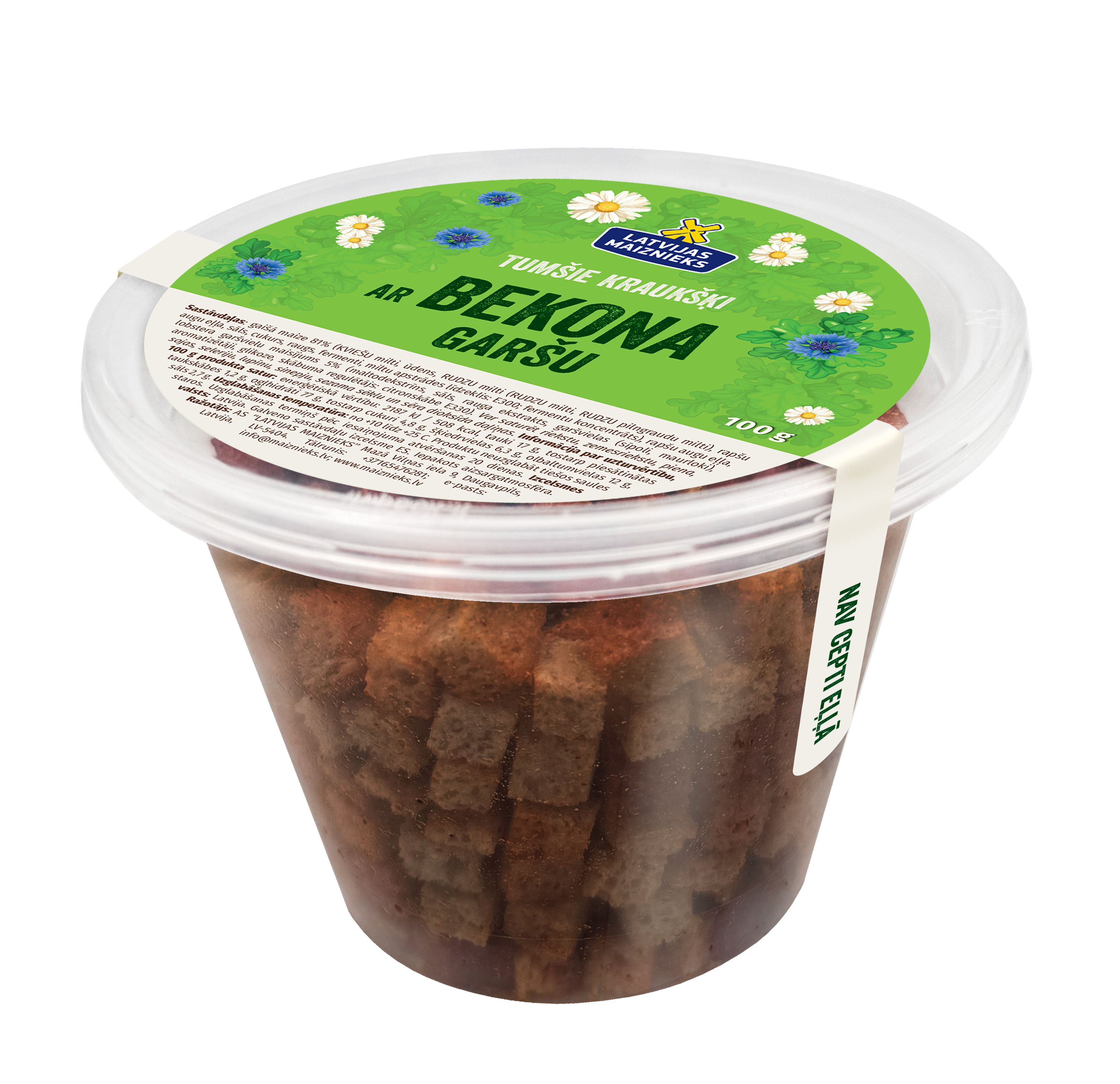 Tumšie kraukšķi ar bekona garšu 100g, Latvijas Maiznieks