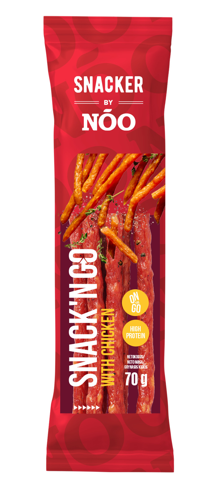 Uzkodu desiņas Snack'n' Go ar vistas gaļu 70g, NOO