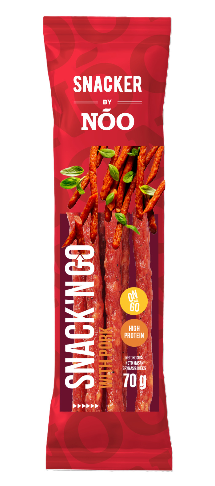 Uzkodu desiņas Snack'n' Go with Pork 70g, NOO