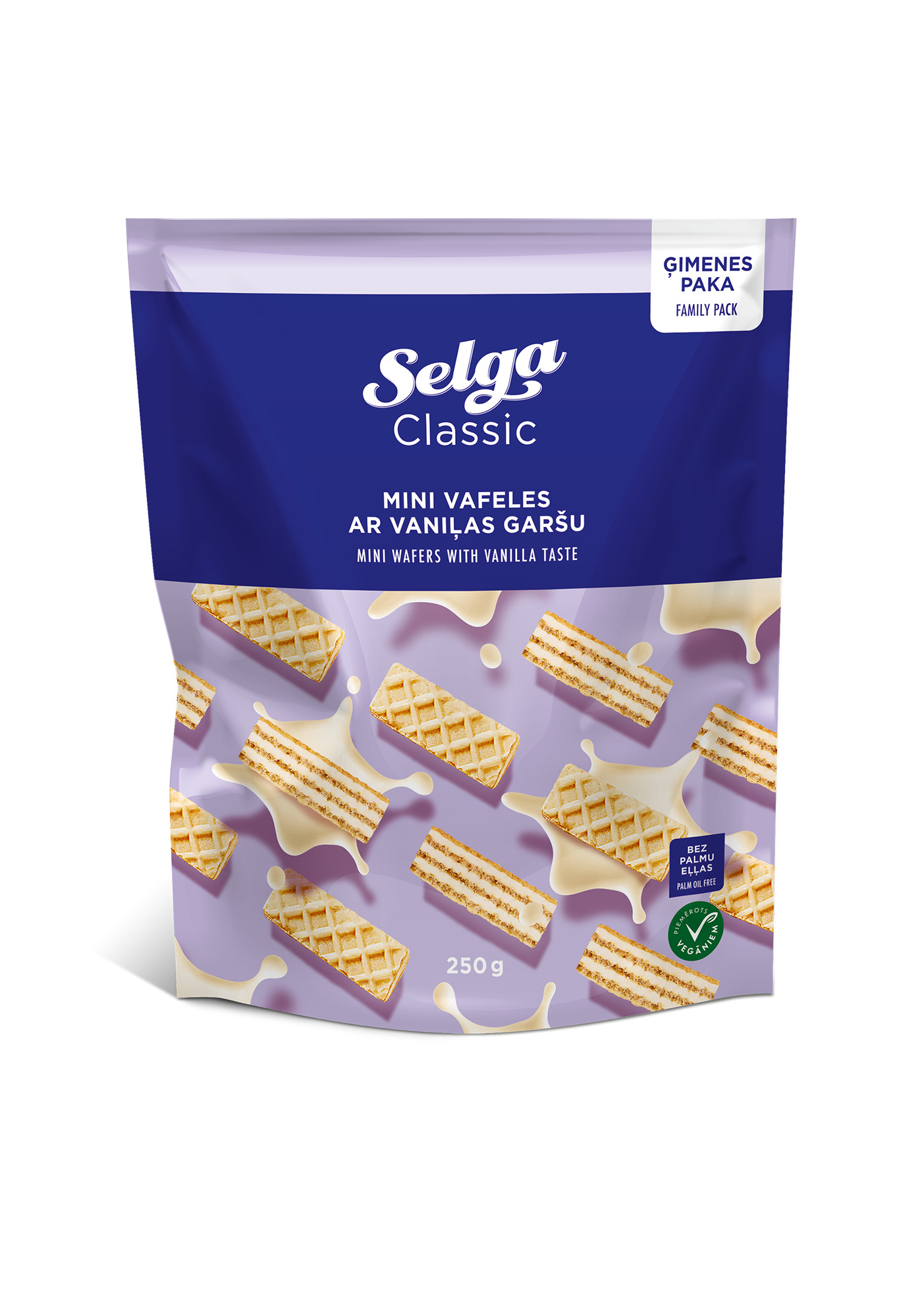 Vafeles ar vaniļas garšu Mini 250g, Selga