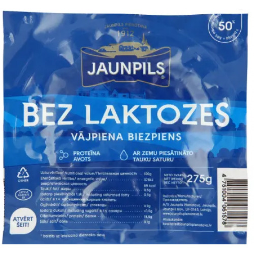 Vājpiena biezpiens bez laktozes 0.5% 275g, Jaunpils