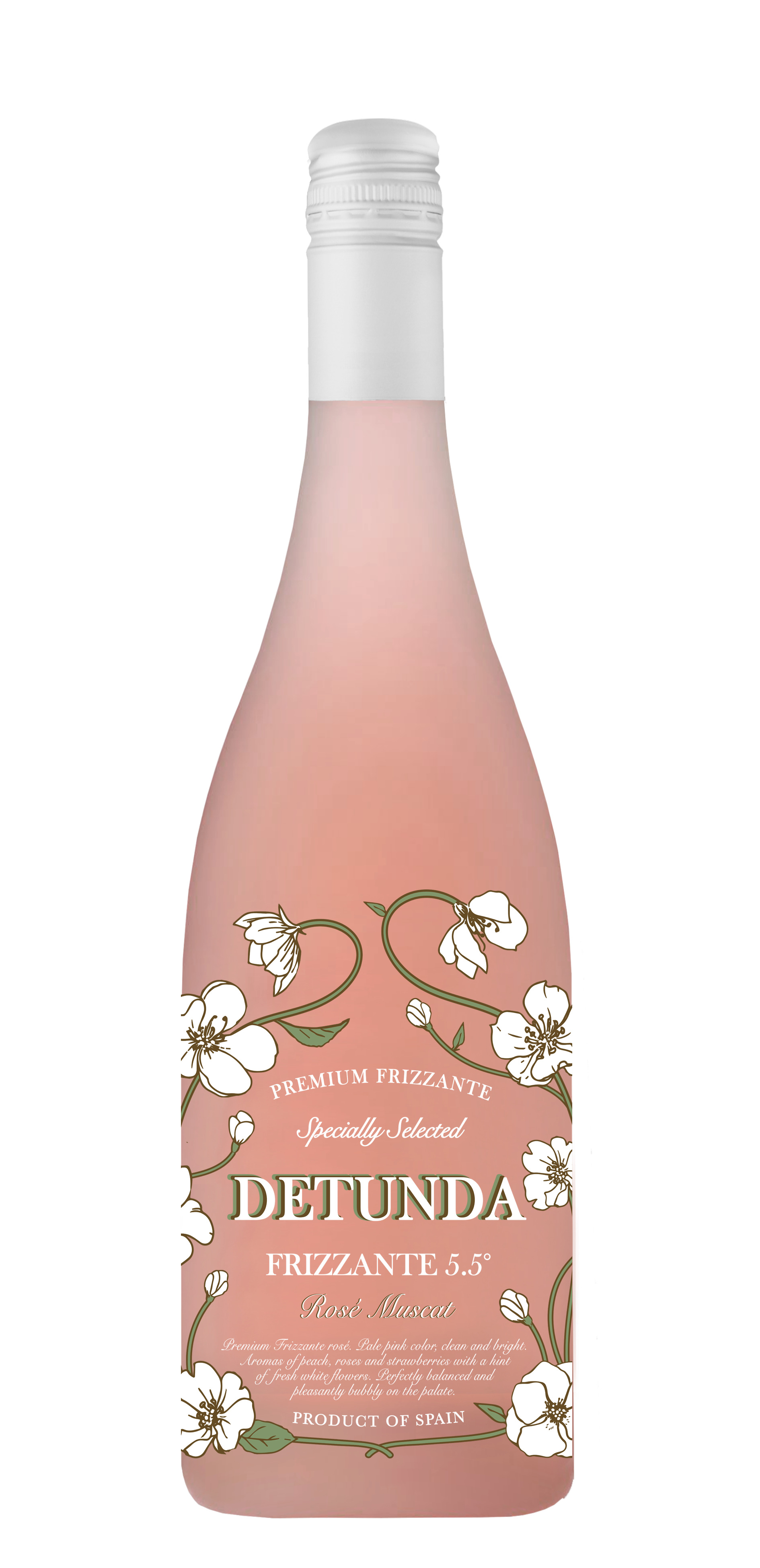 Viegli dzirkstošs r.vīna dzēriens Detunda Frizzante Muscat pussaldais 5.5% 0.75l