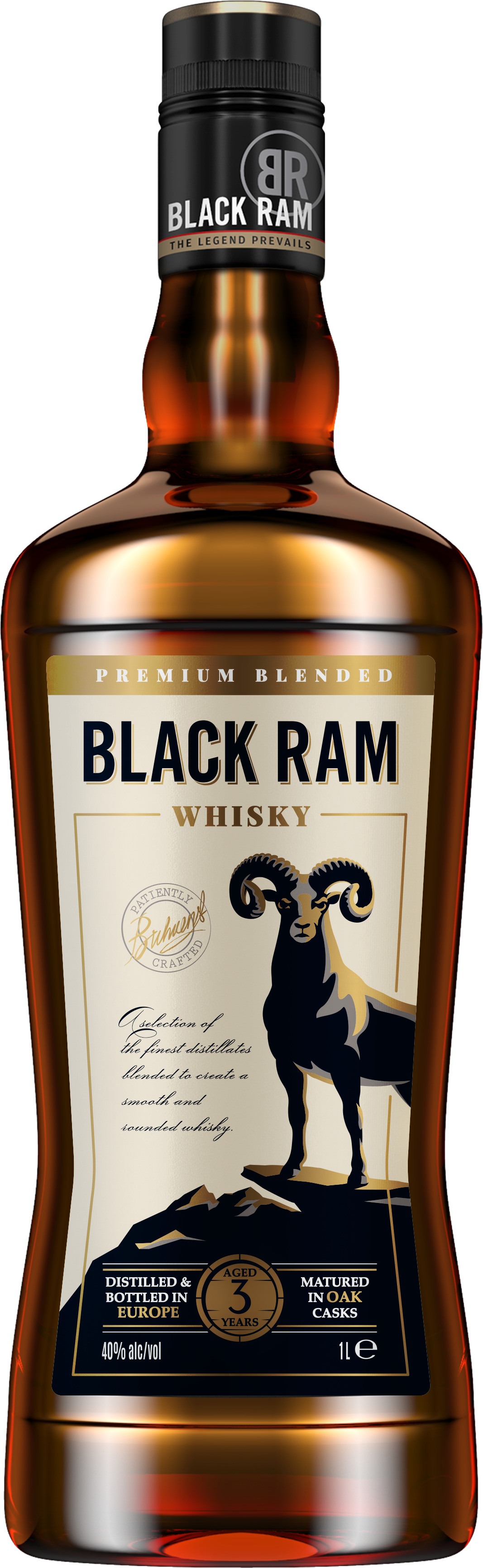 Viskijs Black Ram Premium blended 40% 1l