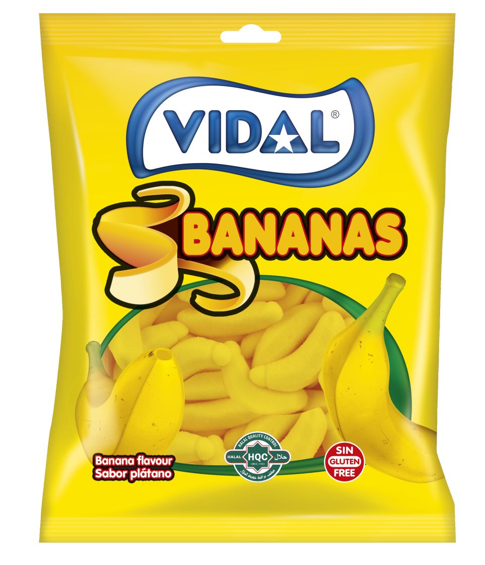 Želejas konfektes Banāni 90g, Vidal