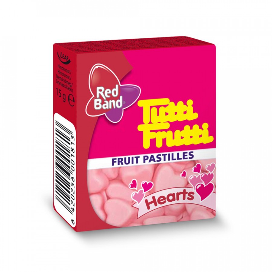 Želejkonfektes Hearts 15g, Tutti Frutti