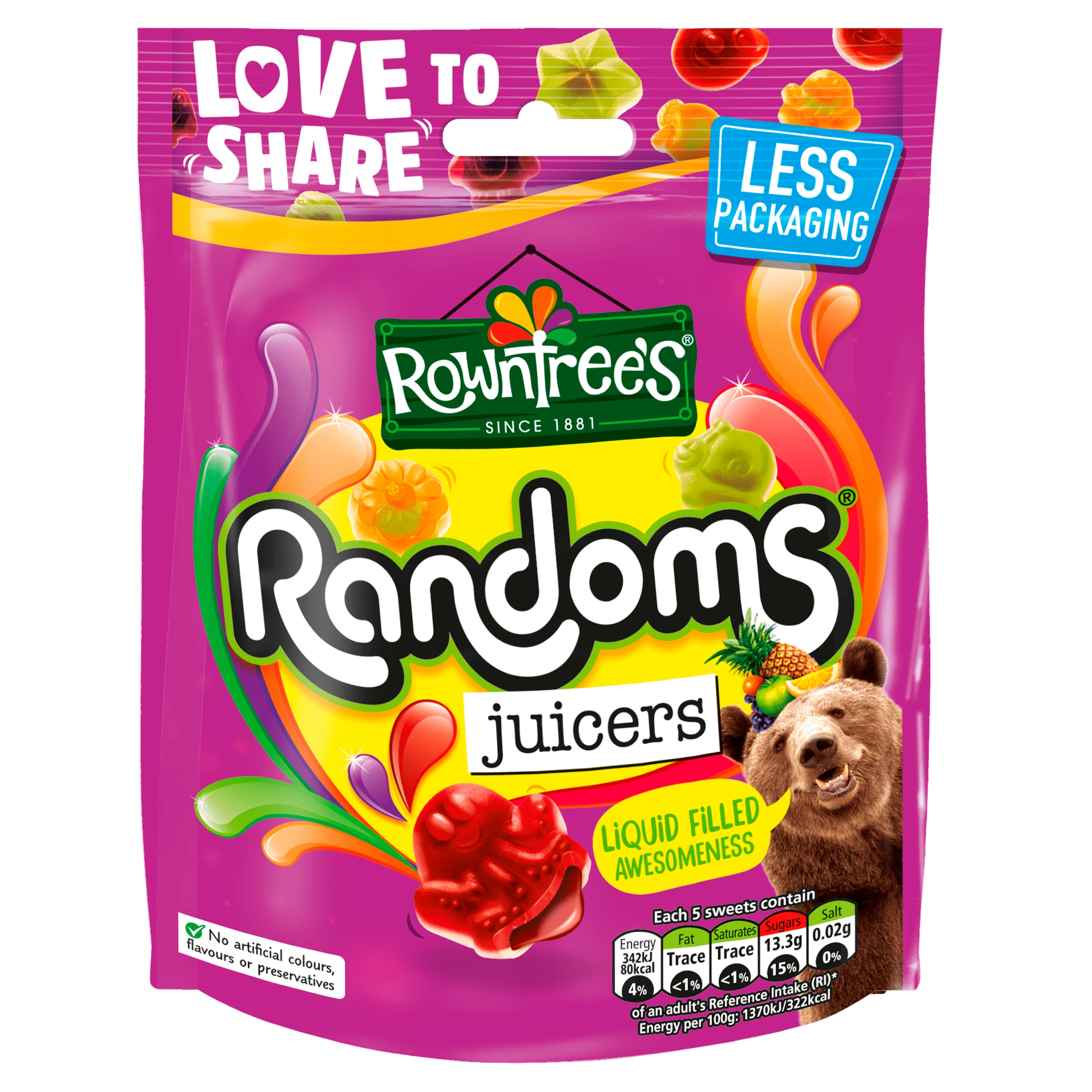 Želejkonfektes Juicers 140g, Rowntrees Randoms