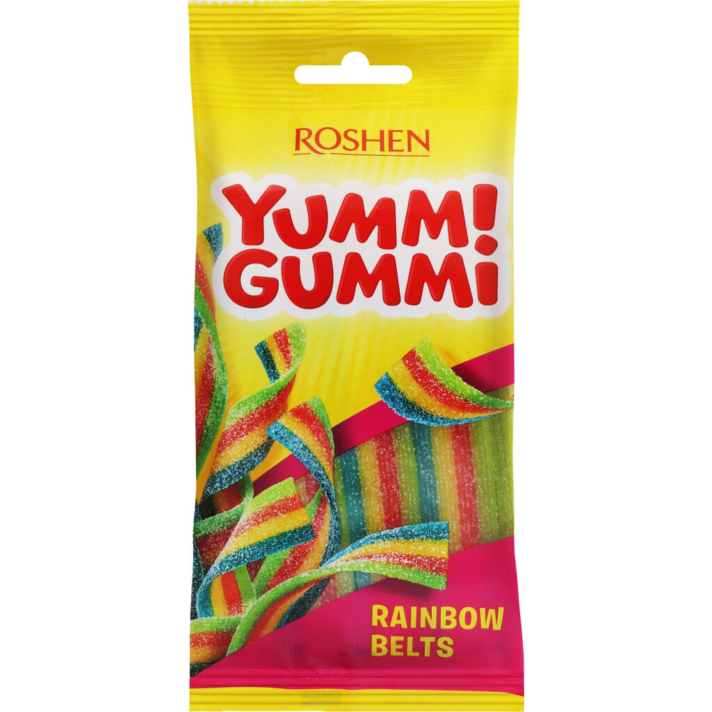 Želejkonfektes Yummi Gummi SourBelts 70g, Roshen
