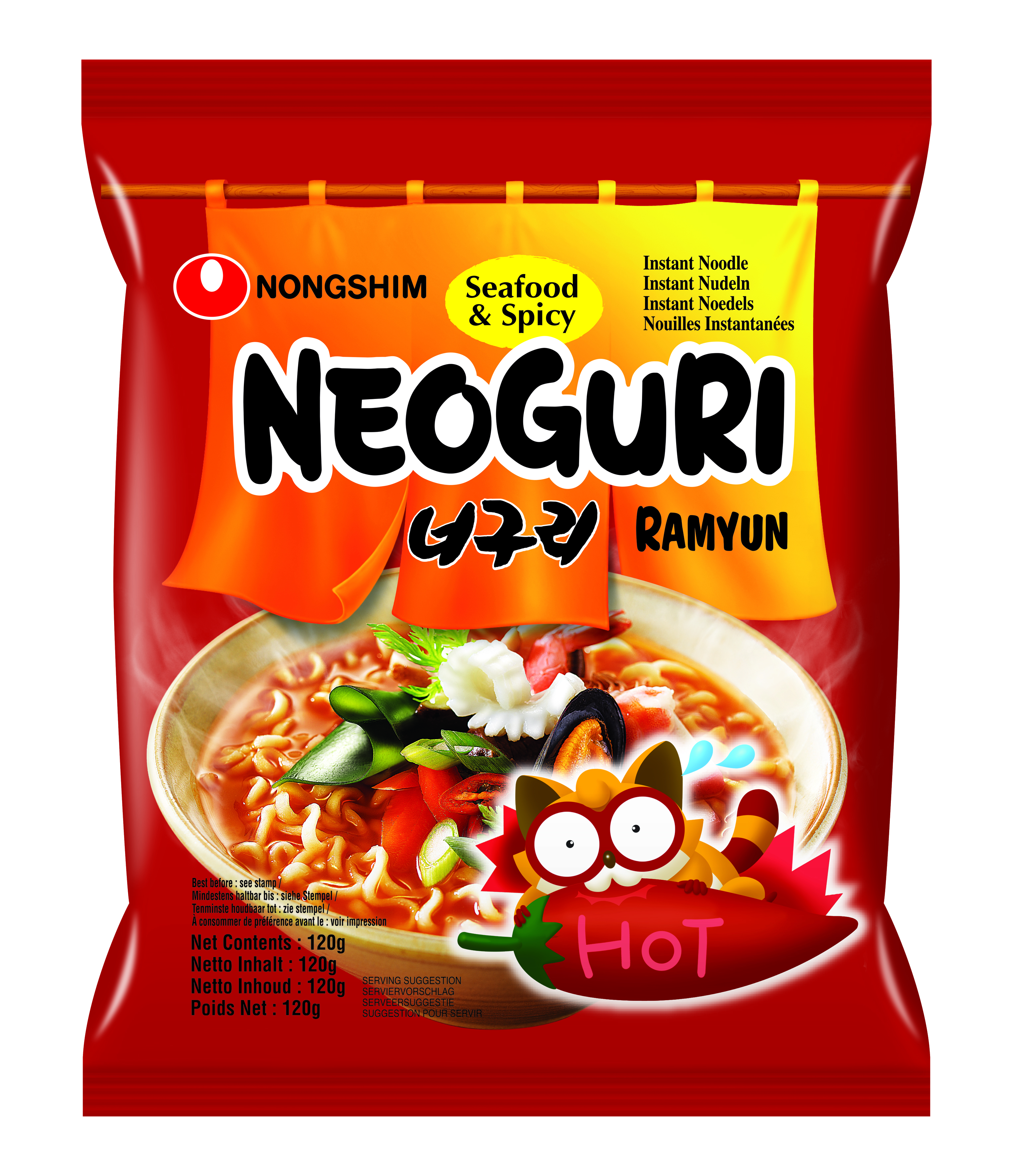 Zupa nūdeļu Jūras velšu Neoguri Ramyun asā 120g, Nongshim